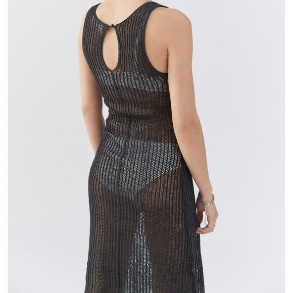 ASTR Revolve Palmer Sleeveless Crochet Midi Dress w Slip Cover Up Black Small - Picture 14 of 15